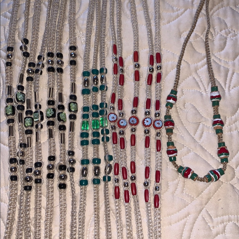 LOT of 16 Colorful Beaded Hemp Necklaces•NEW!